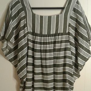 Blouse green and white stripes extra large